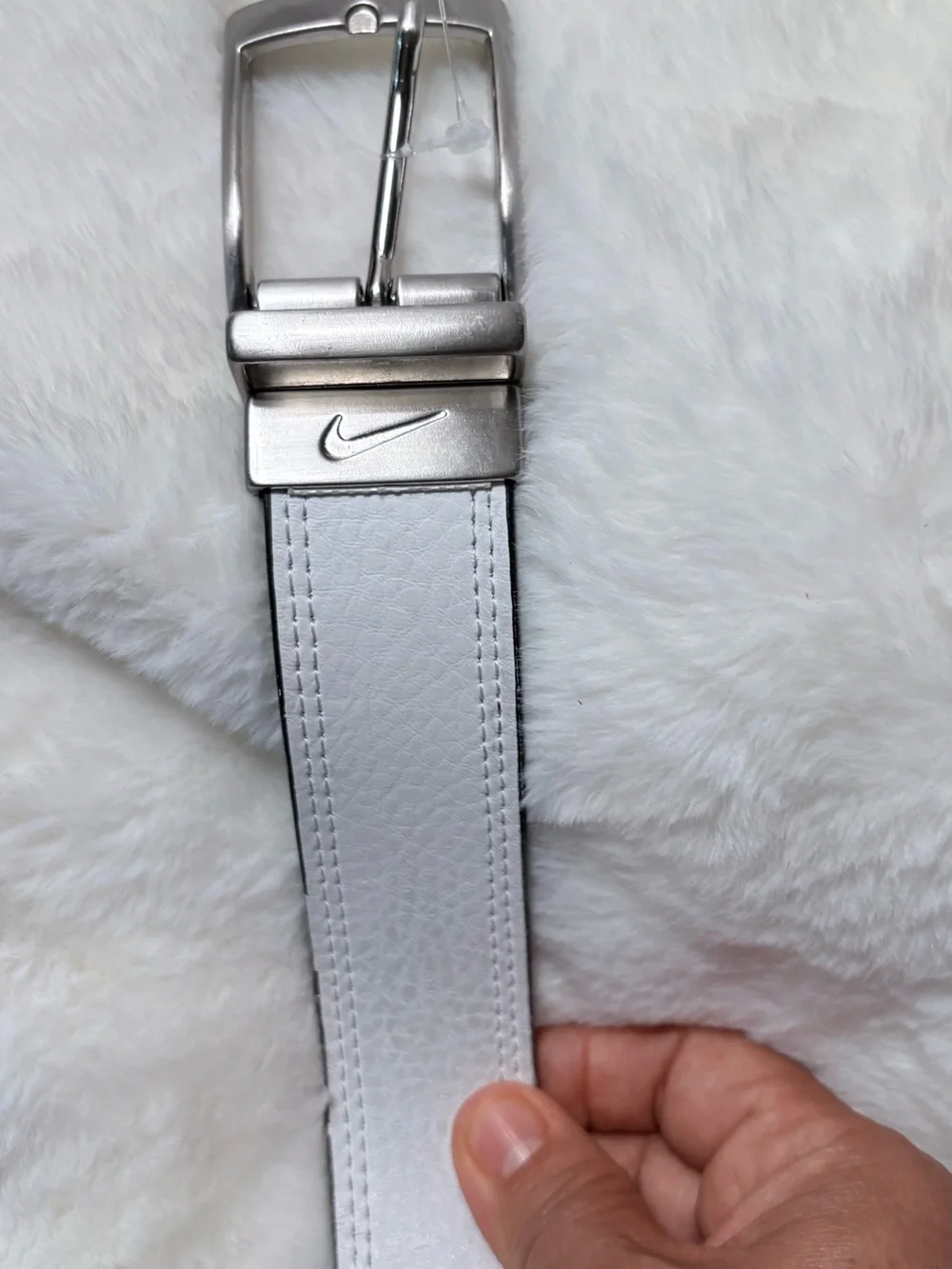 Nike White and Black Reversible Leather Belt